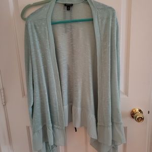 Open front teal cardigan